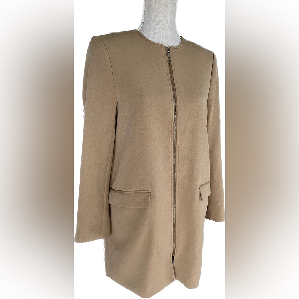 Beige H&M Long Jacket with Zipper